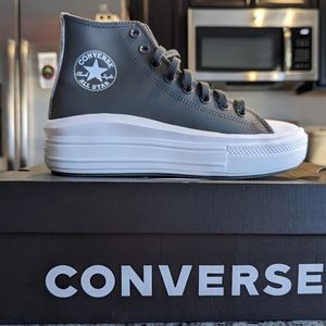 Converse CTAS MOVE HI Shoes Platform Sneakers Leather Iron Grey